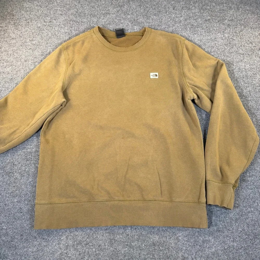 The North Face Mens Heritage Patch Crewneck Sweatshirt Brown Olive Size M #3231